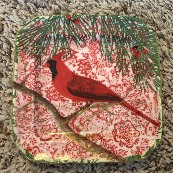 222 Fifth “Holiday Decoupage” Fine China Appetizer Plate - Picture 1 of 2